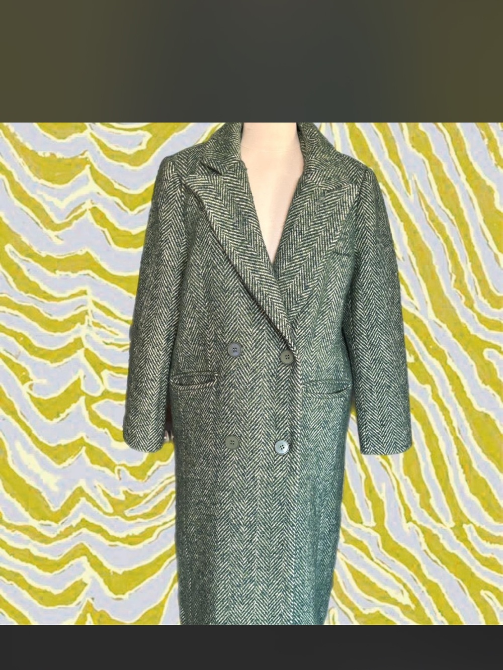 Green Herringbone Coat